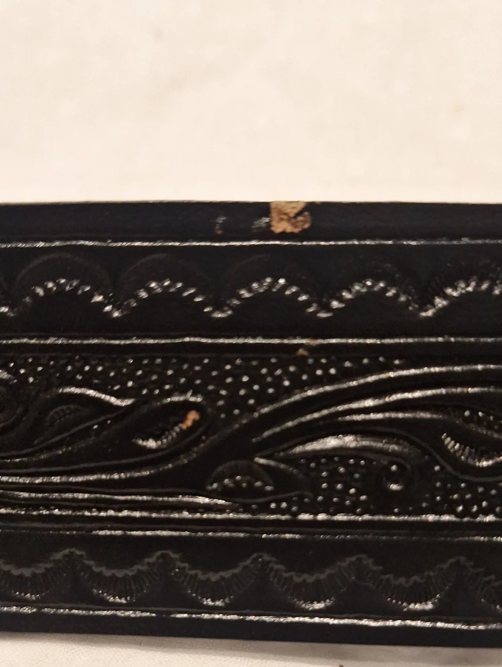 Police Dutyman Black Embossed Leather Belt with Gold-Tone Buckle